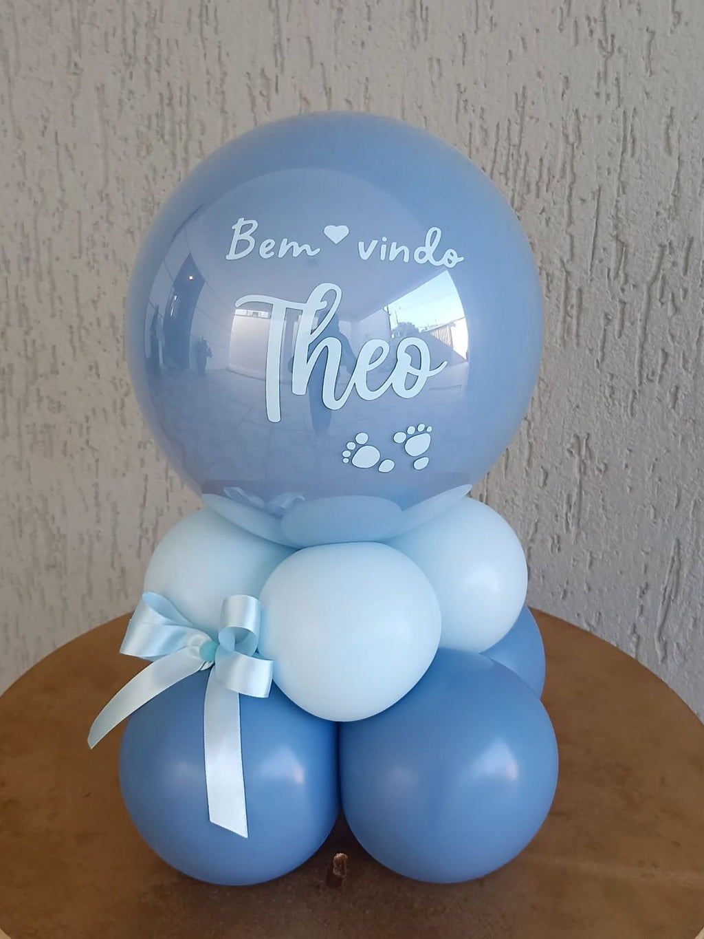 Personalised message on the Stand Garland bubble balloon, Luxe Confetti