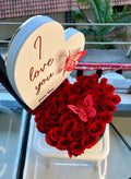 Flower Heart Box, heart-shaped box of fresh red roses