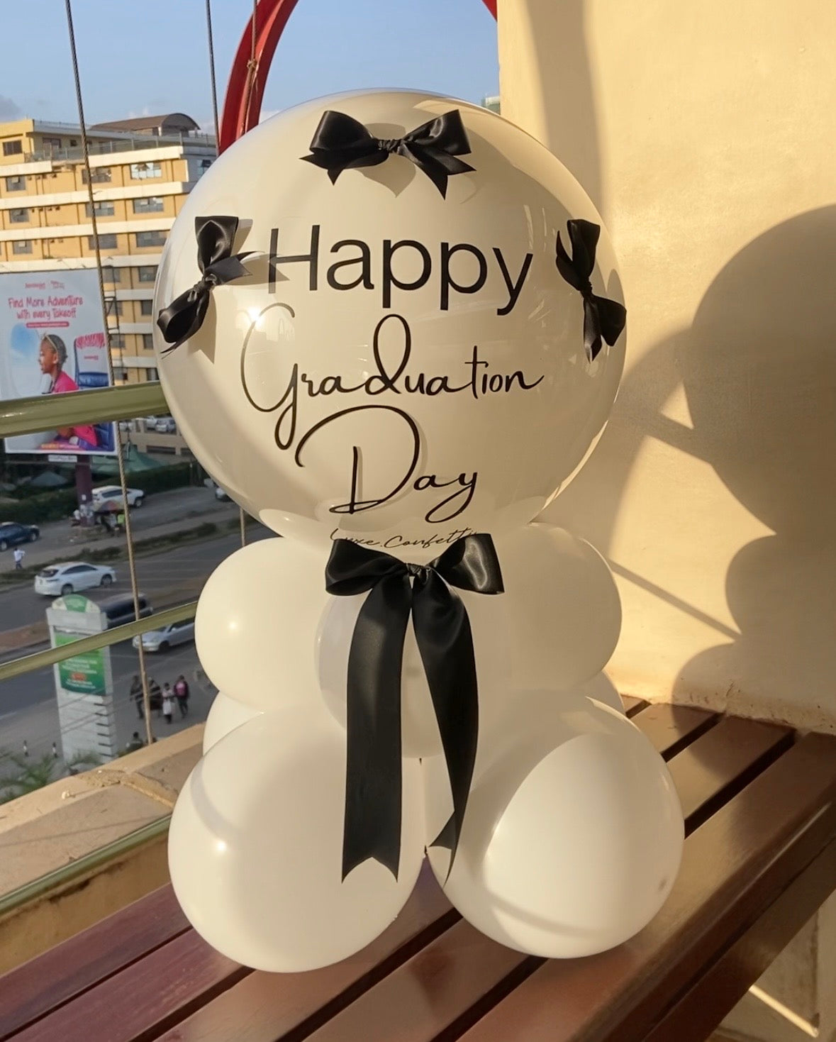 Stand Garland, personalised bubble balloon on a decorative garland stand, Luxe Confetti