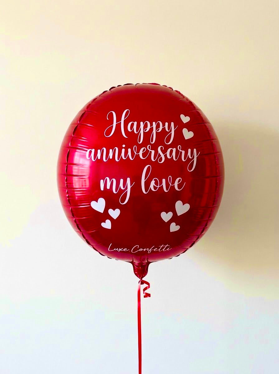 Foil orb balloon, 22 inch, red, Luxe Confetti