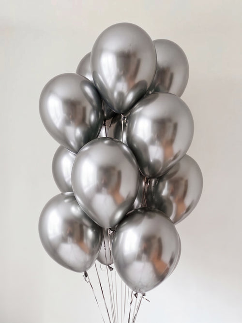 Helium latex balloons in Silver, Luxe Confetti
